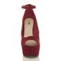 Burgundy High Wedge Heel Ankle Strap Platform Peep Toe Shoes, Image 6 of 6
