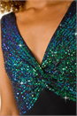 Green Contrast Sequin Bodice Maxi Dress, Image 5 of 5