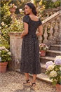 Black Spotty Heart Button Midi Dress, Image 2 of 4
