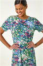 Green Ditsy Floral Print Stretch Short Dress, Image 4 of 5
