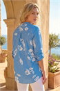 Blue Floral Stripe Pleated Top, Image 3 of 4