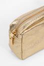 Gold Metallic Italian Leather Cosmetic Bag, Image 2 of 2