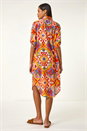 Orange Ikat Button Shirt Dress, Image 3 of 6