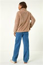 Taupe Soft Sherpa Fleece Jacket, Image 3 of 6