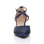 Navy Blue AJVANI Navy Blue Mid Block Heel Crossed Strap Pointed Toe 2 Part Heels, Image 6 of 6