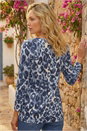 Navy  Animal Print Cowl Neck Tunic Top, Image 3 of 4