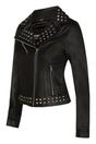 Black Gothic Biker Stud Leather Jacket -Bilbao, Image 3 of 4