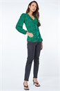 Green Spot Print Ruffle Top, Image 3 of 5