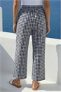 Navy  Gingham Tie Waist Cropped Trouser , Image 3 of 4