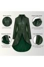 Green Goth Full Length Victorian Leather Coat, Image 3 of 6