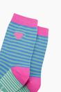 Multi Embroidered Heart Combed Cotton Socks in Blue, Image 2 of 4