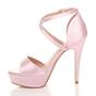 Light Pink AJVANI Light Pink High Heel Crossed Straps Platform Sandals, Image 3 of 6