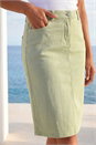 Sage Cotton Denim Stretch A line Skirt , Image 4 of 4