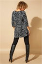 Black Animal Print Tiered Top, Image 3 of 4