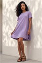 Lavender Cotton Panelled Swing Stretch Dress, Image 2 of 4