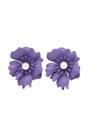 Purple AVANT-GARDE PARIS Purple Floral Pearl Stud Earrings In Light Pink, Image 1 of 5