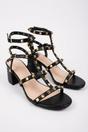 Black Edie Studded T Bar Block Sandals, Image 2 of 7
