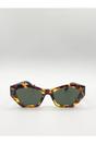 Brown SVNX Brown Angular Frame Cat Eye Sunglasses, Image 1 of 7