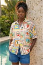 Ivory  Fruit Print Button Through Shirt, Image 2 of 5