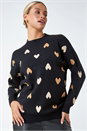 Black Heart Print High Neck Jumper, Image 1 of 5