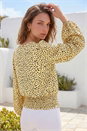 Stone Petite Printed Shirred Band Top, Image 3 of 4