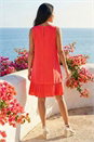 Coral Petite Sleeveless Pleated Hem Shift Dress, Image 3 of 3