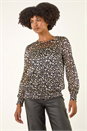 Gold Spot Print Plisse Shirred Top, Image 4 of 5