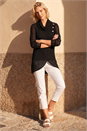 Black Snit Textured Buttoned Top, Image 2 of 4