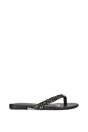 Black 'Veda' Flat Flip Flop Sandals With Jewel Details, Image 1 of 7