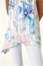 Blue Floral Print Layered Tunic Top, Image 5 of 5