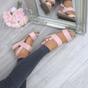 Light Pink AJVANI Light Pink Low Wedge Heel Strappy Slingback Sandals, Image 5 of 6