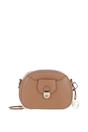 Camel Real Leather Compact Crossbody Bag with Adjustable Strap, Image 1 of 4