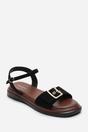 Black Coastal Front Buckle Flatform Suede Sandal, Image 3 of 6