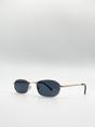 Gold Slim Metal Frame Rectangle Sunglasses, Image 2 of 5