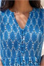 Blue Petite Print Button Front Midi Dress, Image 4 of 4