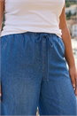 Indigo Curve Tie Waist Denim Trouser, Image 4 of 4