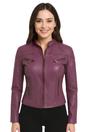 Purple Slim-Fit Leather Biker Jacket-Tulsa, Image 1 of 7