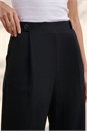 Black Pleated Wide Leg Buttoned Trouser, Image 4 of 4