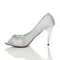 Silver High Heel Peep Toe Court Shoes, Image 3 of 5