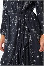 Black Metallic Star Wrap Midi Dress, Image 5 of 5