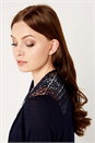 Navy  Lace Yoke Cardigan, Image 3 of 4