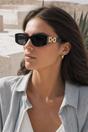 Black Rectangle Cateye Side Detail Sunglasses In Black/Gold, Image 5 of 5