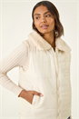 Cream  Reversible Fur Zip Gilet, Image 4 of 7