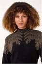 Black Shimmer Leaf Knit Jumper, Image 1 of 5