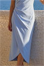 Blue Petite Draped Midi Dress, Image 4 of 4