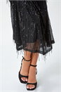 Black Dusk Sequin Tassel Midi Stretch Dress, Image 5 of 5