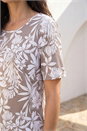 Beige Classic Leaf Print Stretch Top, Image 4 of 4
