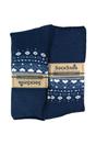 Navy 1 Pack Ladies Turn Over Top Warm Nordic Bed Socks for Winter, Image 2 of 4