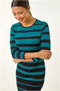 Teal Gradient Stripe Knitted Dress, Image 4 of 5