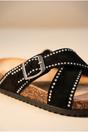 Black iKrush Black Ruby Womens Studded Criss Cross Slide Sandals, Image 3 of 4